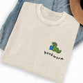 Embroidered Bookworm Washed Crew Neck T-Shirt