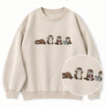 Embroidered Sea Otters Washed Crewneck Sweatshirt