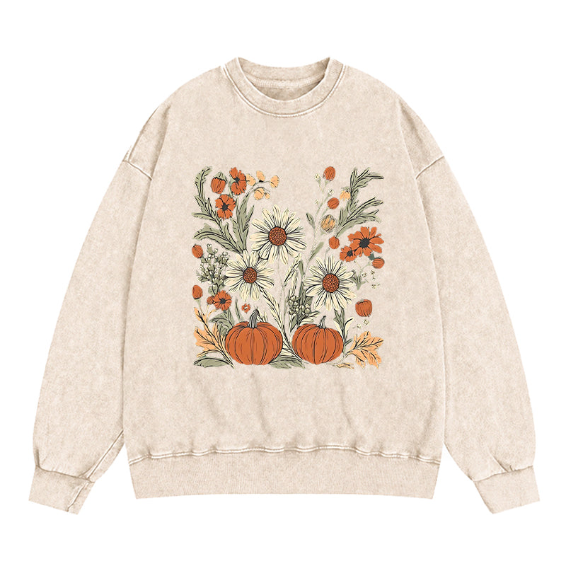 Pumpkin & Wildflower Washed Crewneck Sweatshirt