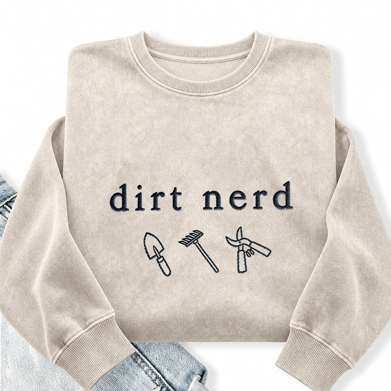 Embroidered Dirt Nerd Washed Crewneck Sweatshirt