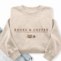 Embroidered Book & Coffee Washed Crewneck Sweatshirt