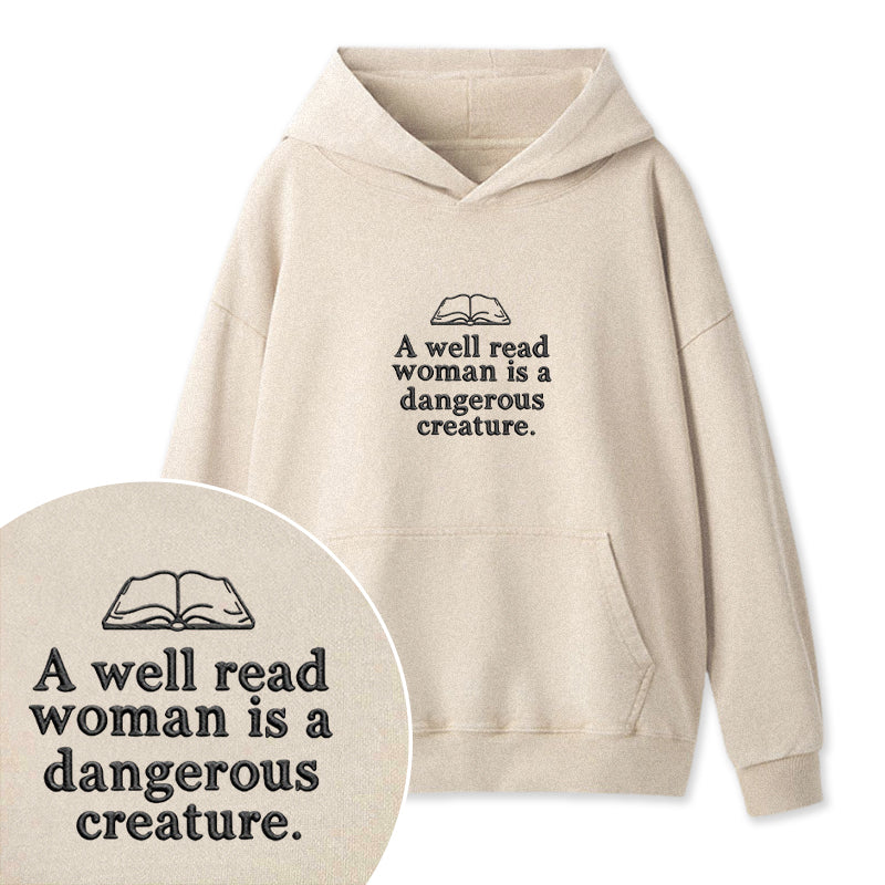 Embroidered A Well Read Woman Washed Hoodie