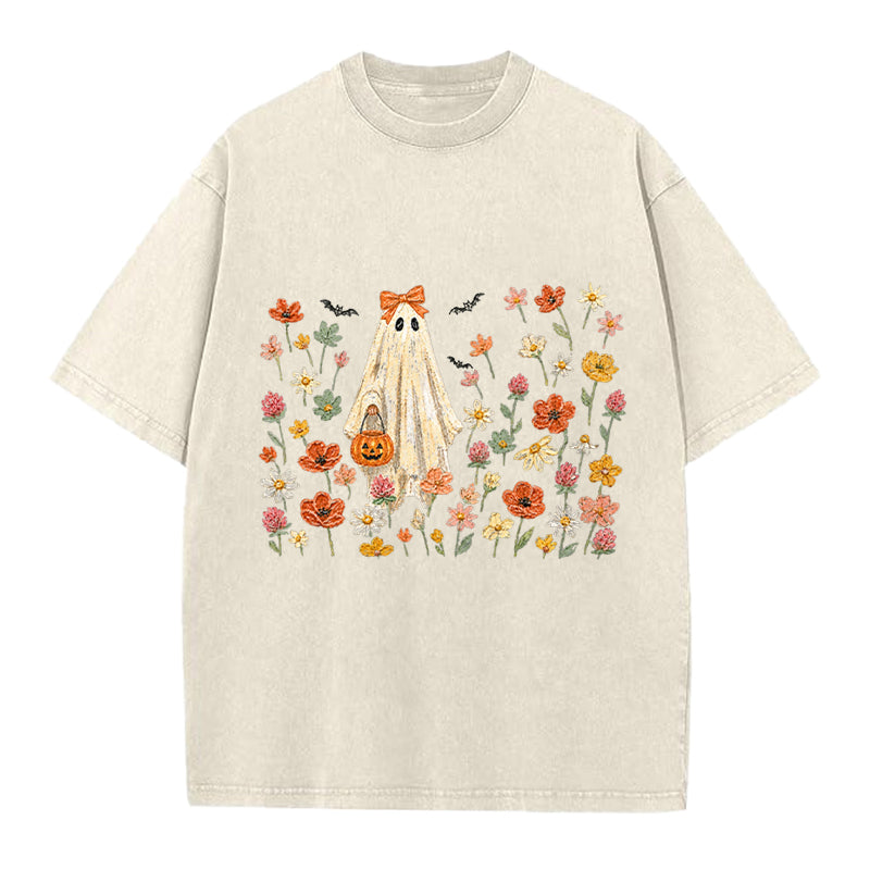 Floral Ghost Washed Crew Neck T-Shirt