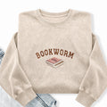 Embroidered Bookworm Washed Crewneck Sweatshirt