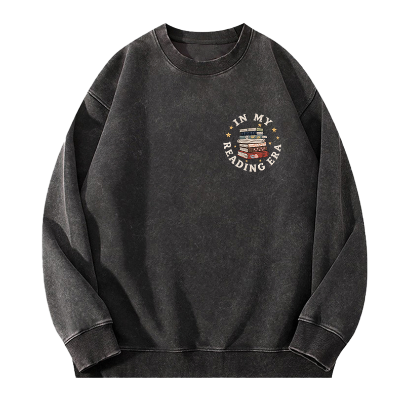 Embroidered In My Reading Era Books Washed Crewneck Sweatshirt