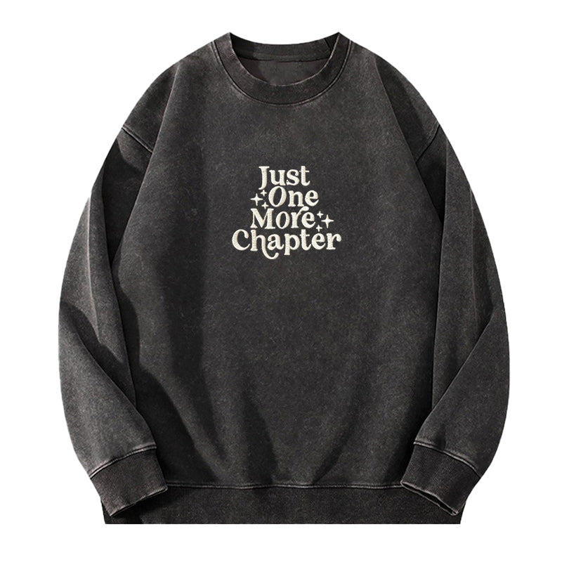 Embroidered Just One More Chapter Washed Crewneck Sweatshirt