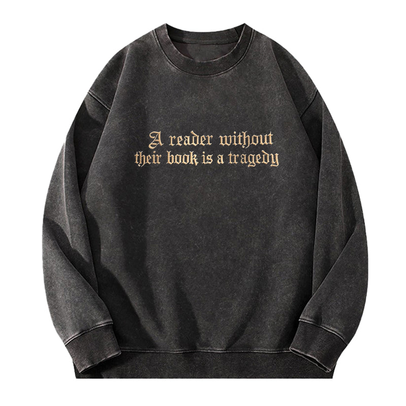 Embroidered Dragon Rider Book Lover Washed Crewneck Sweatshirt