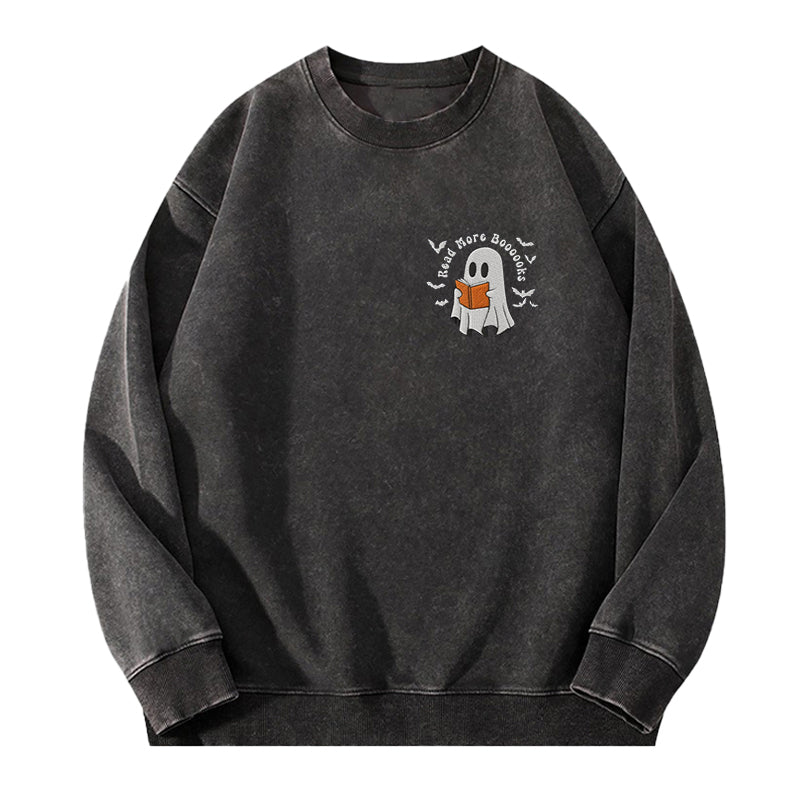 Embroidered Read More Boooooks Washed Crewneck Sweatshirt