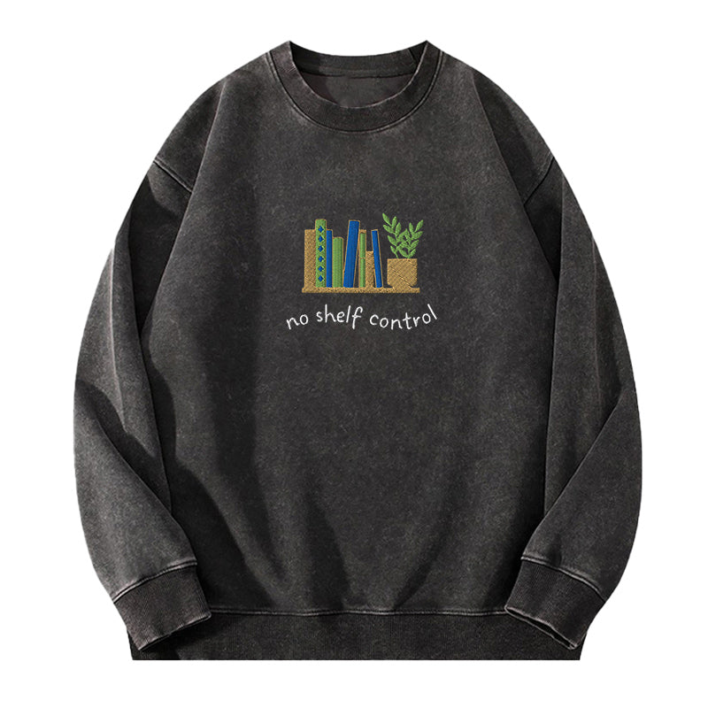 Embroidered No Shelf Control Washed Crewneck Sweatshirt