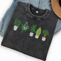 Embroidered Houseplant Washed Crew Neck T-Shirt