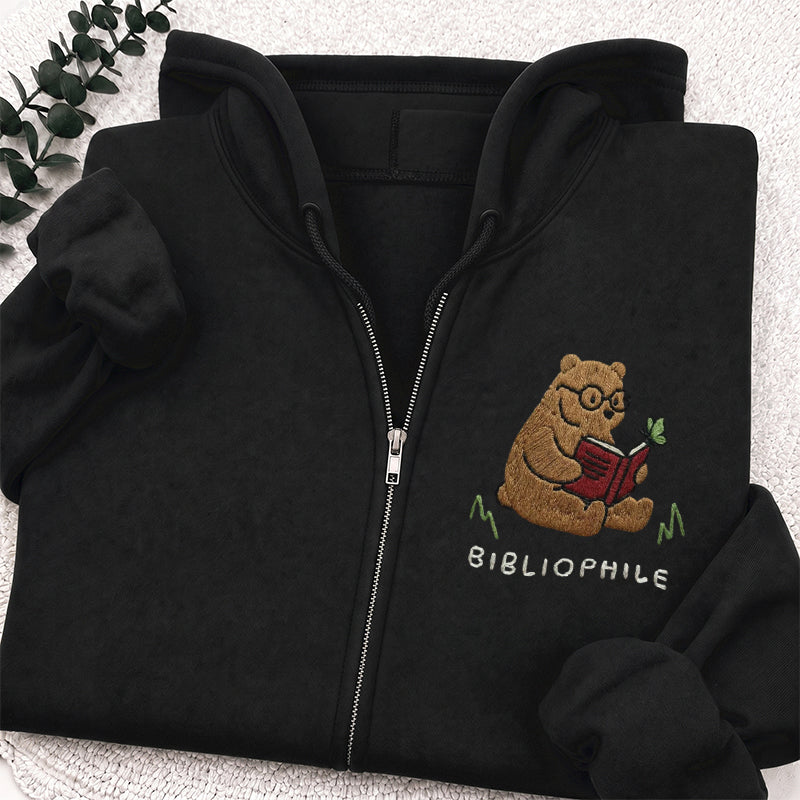 Embroidered Reading Bear Classic Full Zip Hoodie
