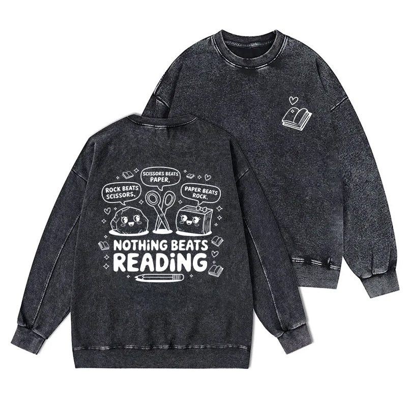Nothing Beats Reading Washed Crewneck Sweatshirt