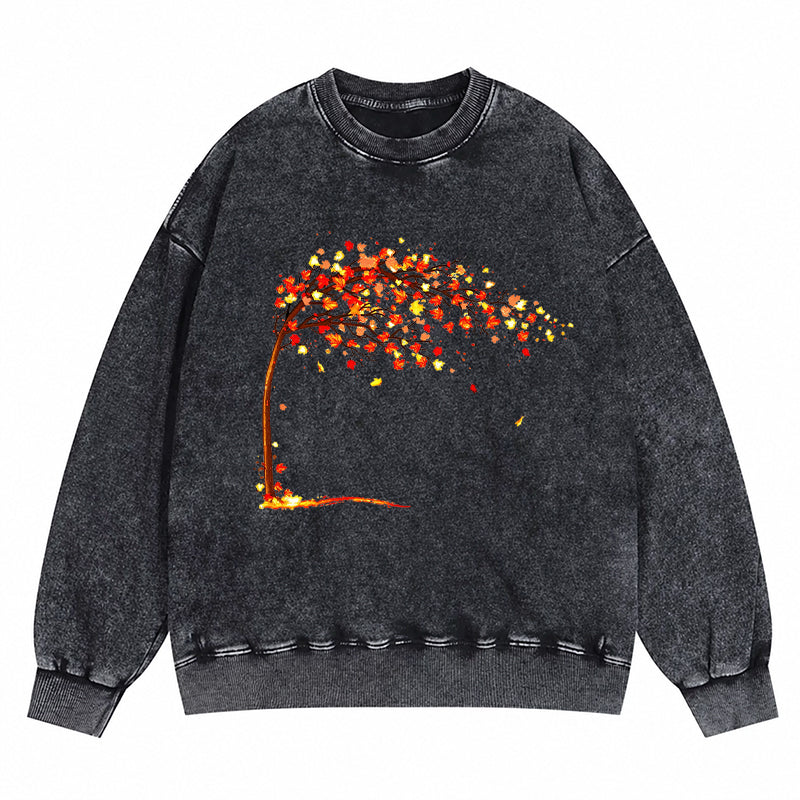 Autumn Leaves Cozy Fall Vibe Washed Crewneck Sweatshirt