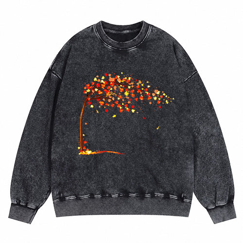 Autumn Leaves Cozy Fall Vibe Washed Crewneck Sweatshirt