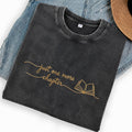 Embroidered Just One More Chapter Washed Crew Neck T-Shirt