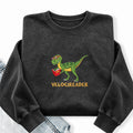 Embroidered Velocireader Dinosaur Reading Washed Crewneck Sweatshirt