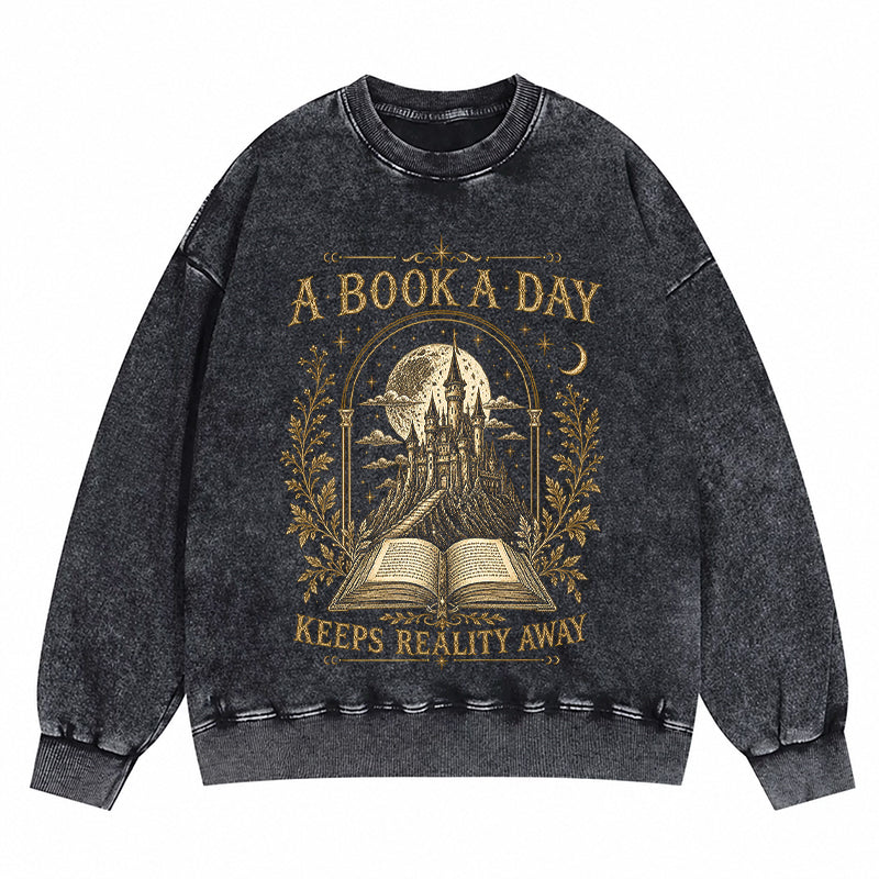 A Book A Day Washed Crewneck Sweatshirt
