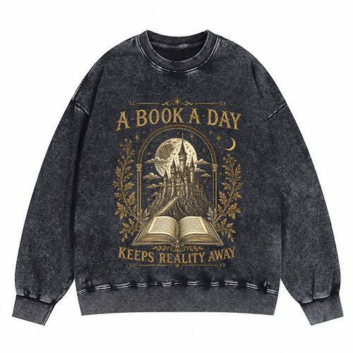 A Book A Day Washed Crewneck Sweatshirt