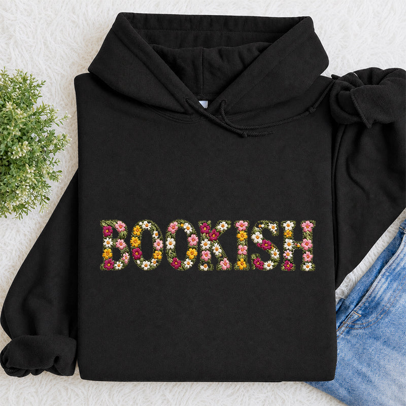 Embroidered Floral Bookish Classic Adult Unisex Hoodie
