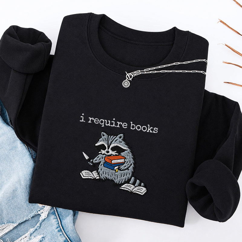 Embroidered I Required Books Classic Crewneck Sweatshirt