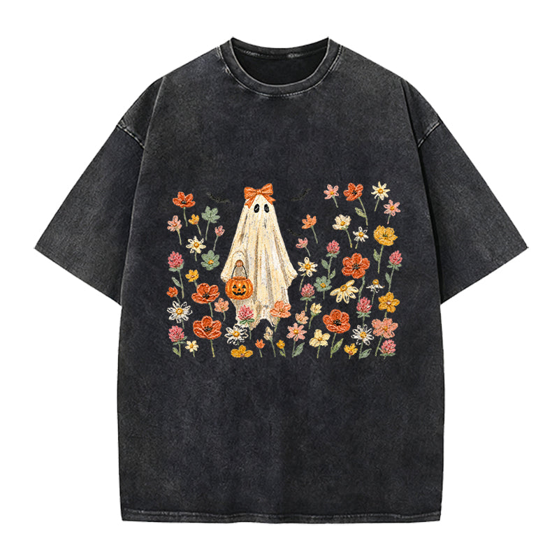 Floral Ghost Washed Crew Neck T-Shirt