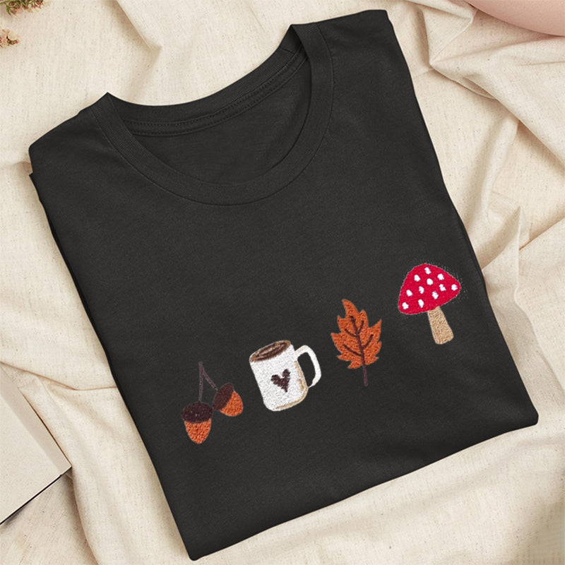 Embroidered Cozy Autumn Classic Adult Unisex Crew Neck T-Shirt