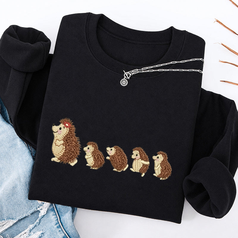 Embroidered Cute Hedgehog Classic Crewneck Sweatshirt