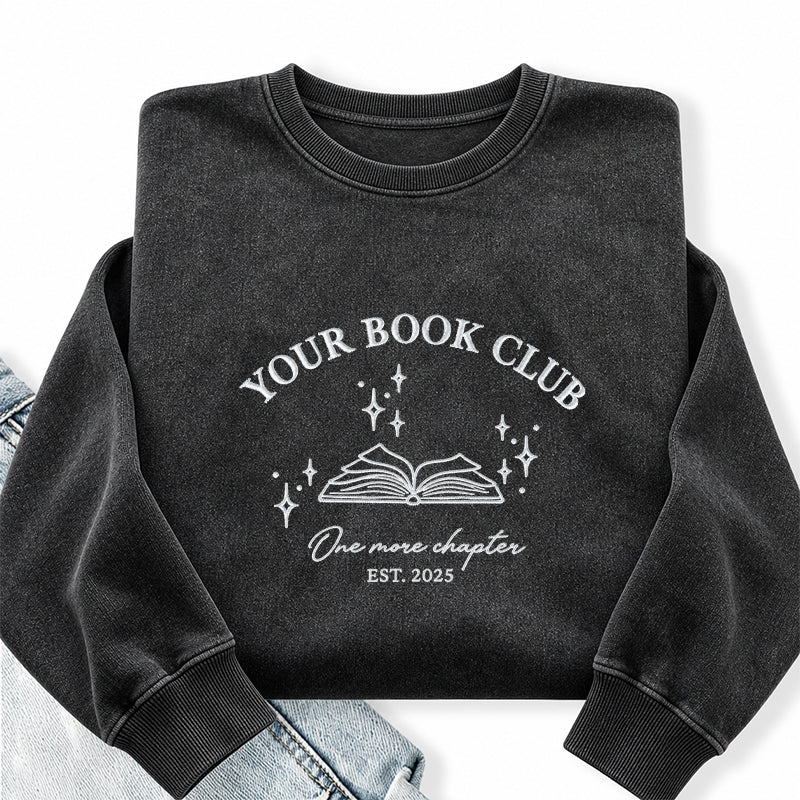 Custom Embroidered Book Club Washed Crewneck Sweatshirt