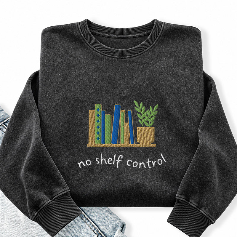 Embroidered No Shelf Control Washed Crewneck Sweatshirt