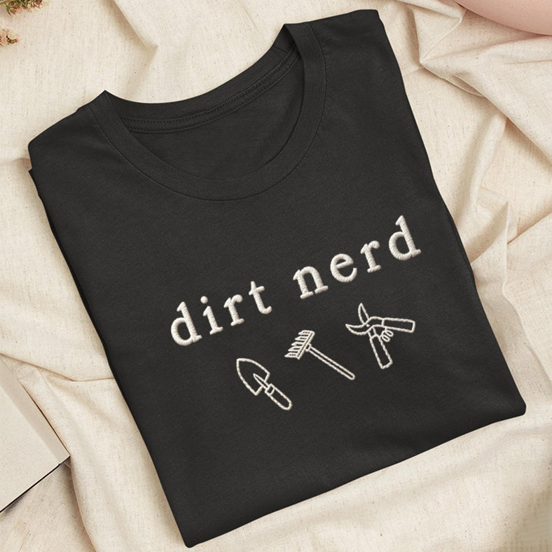 Embroidered Dirt Nerd Classic Adult Unisex Crew Neck T-Shirt