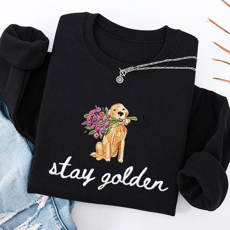 Embroidered Stay Golden Classic Crewneck Sweatshirt