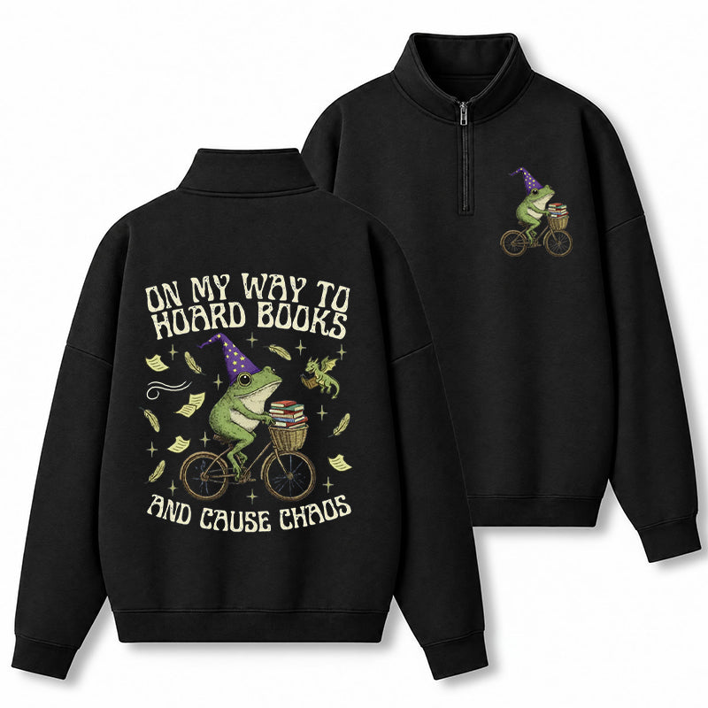 Off To Hoard Books Bookish Frog Classic Quarter Zip Sweatshirt