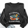 Embroidered Its a Good Day to Read a Book Washed Crewneck Sweatshirt