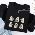 Embroidered Halloween Ghost Reading Classic Crewneck Sweatshirt