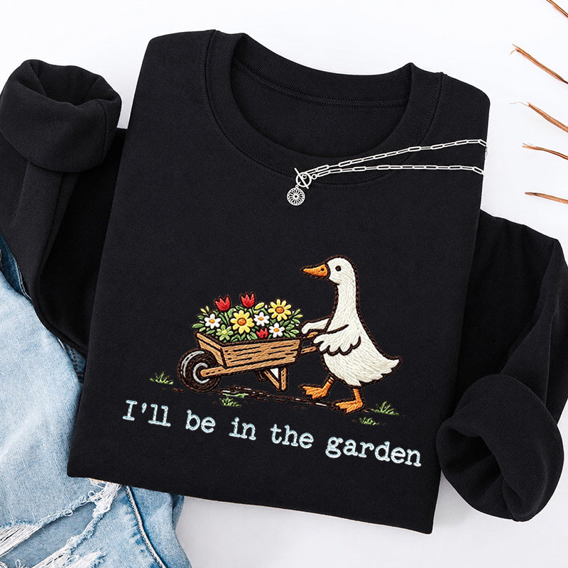 Embroidered Silly Goose Garden Classic Crewneck Sweatshirt