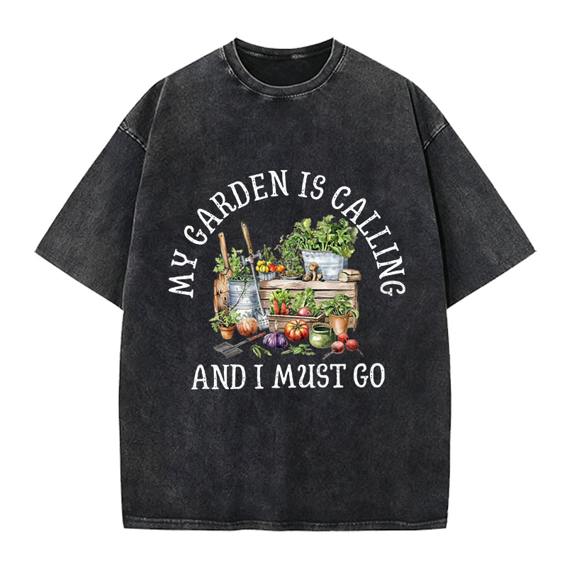 My Garden is Calling Washed Crew Neck T-Shirt