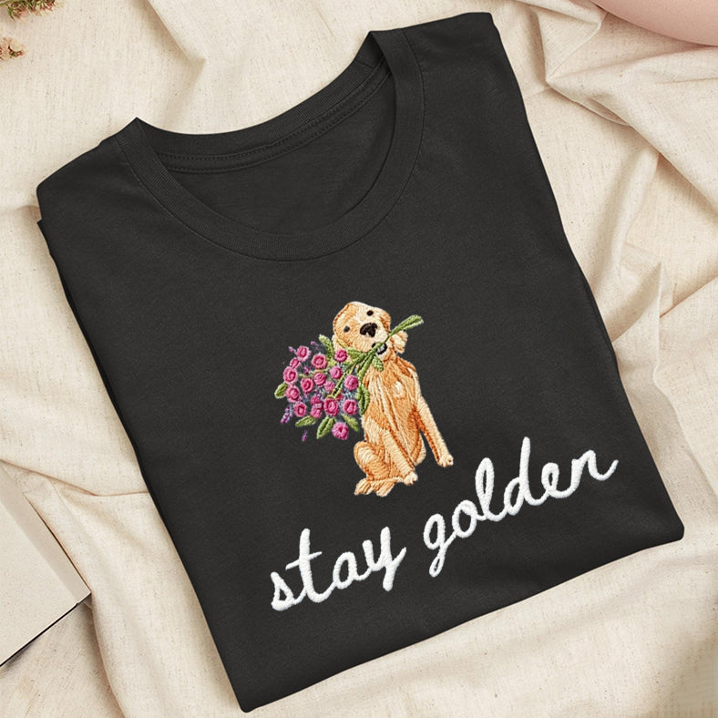 Embroidered Stay Golden Classic Adult Unisex Crew Neck T-Shirt