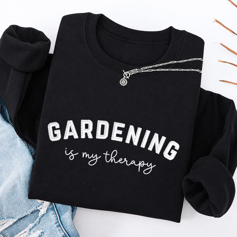 Embroidered Gardening Is My Therapy Classic Crewneck Sweatshirt