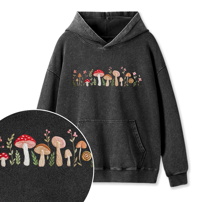 Embroidered Enchanted Mushroom Washed Hoodie