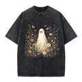 Floral Ghost Boho Washed Crew Neck T-Shirt