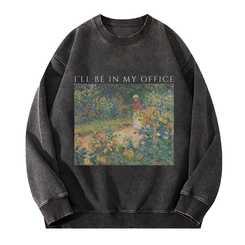 Vintage Garden My Office Washed Crewneck Sweatshirt
