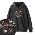 Embroidered Funny Bookworm Washed Hoodie