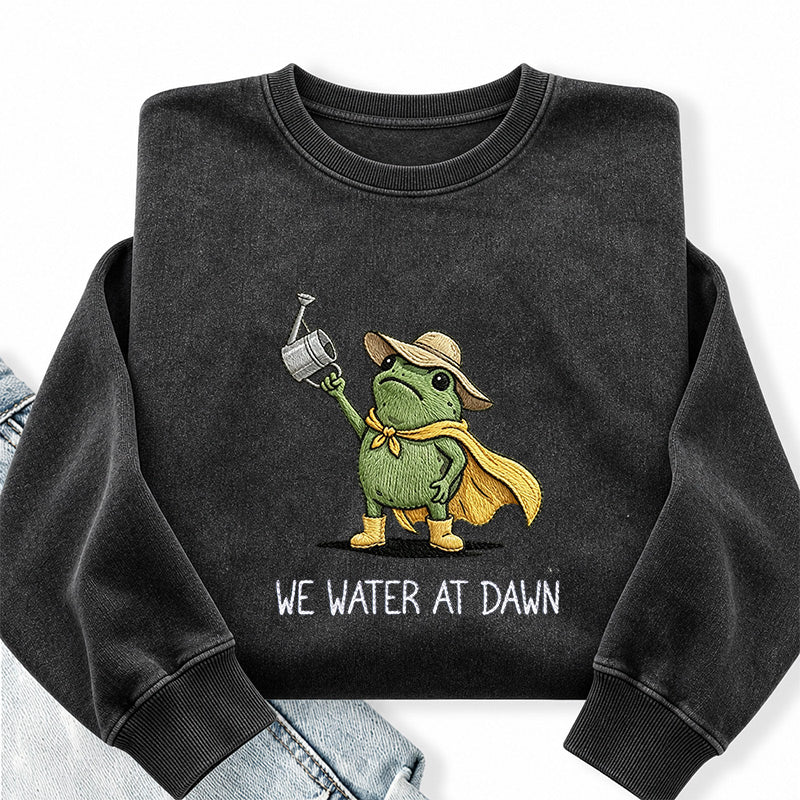 Embroidered We Water At Dawn Washed Crewneck Sweatshirt