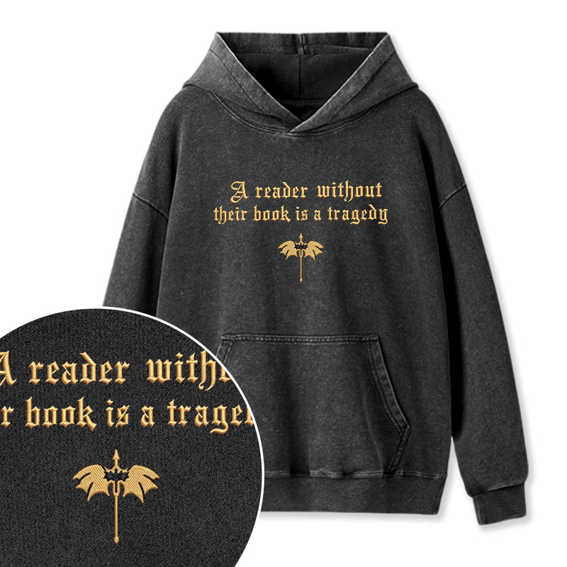 Embroidered Dragon Rider Book Lover Washed Hoodie
