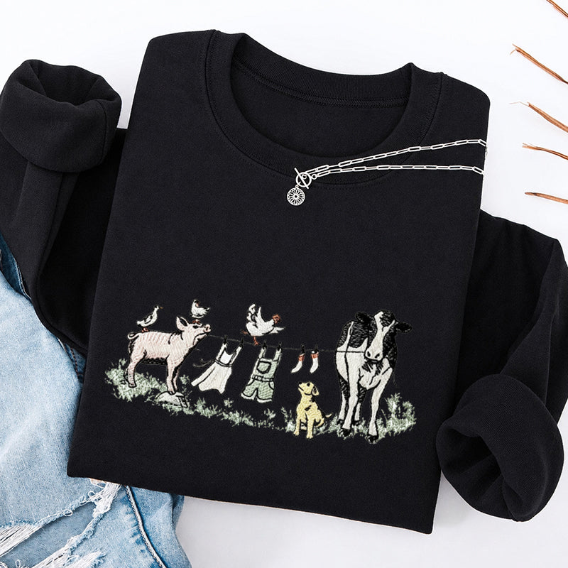 Embroidered Farm Laundry Day Classic Crewneck Sweatshirt