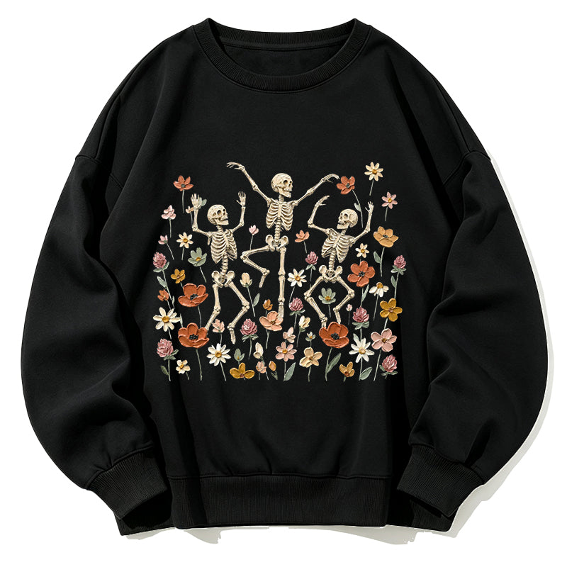 Skeleton and Floral Garden Classic Adult Unisex Crewneck Sweatshirts