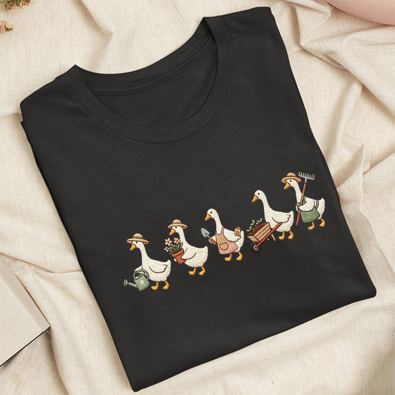 Embroidered Garden Goose Classic Adult Unisex Crew Neck T-Shirt