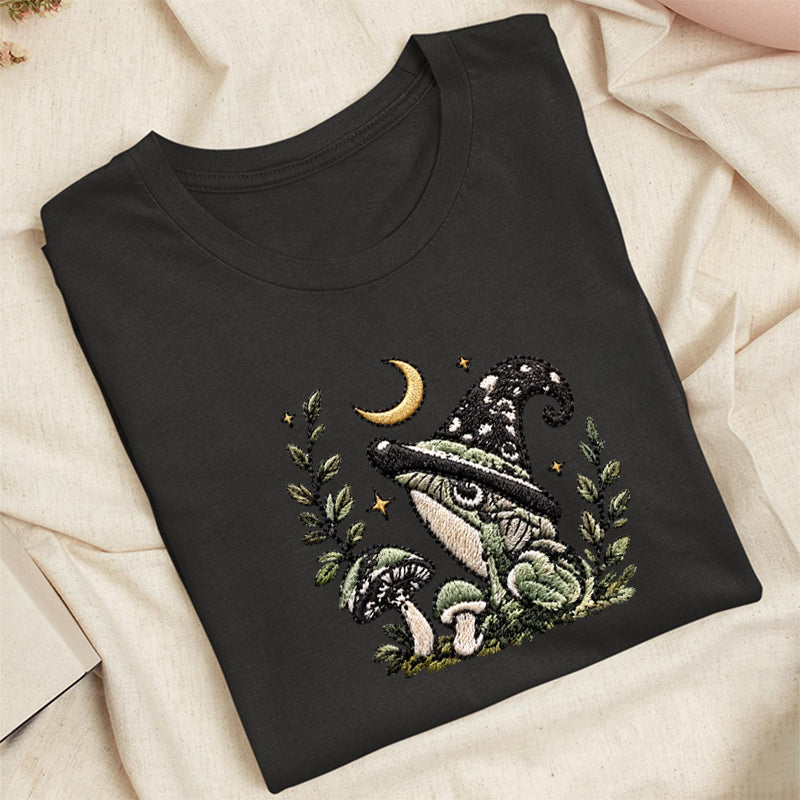 Embroidered Witchy Frog Classic Adult Unisex Crew Neck T-Shirt