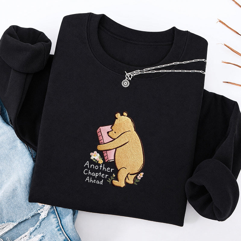 Embroidered Reading Bear Another Chapter Classic Crewneck Sweatshirt