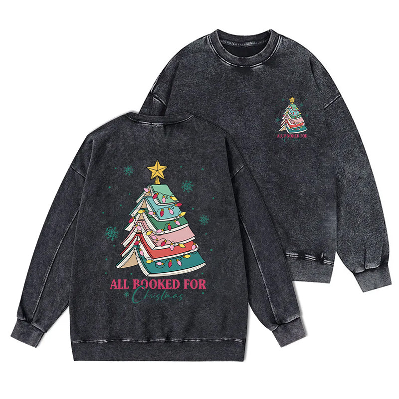 All Booekd For Christmas Washed Crewneck Sweatshirt